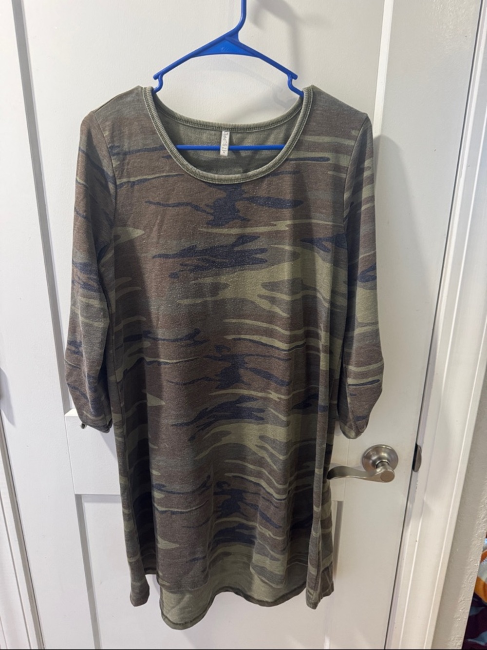 Z Supply Olive Green Camo Long Sleeve Dress